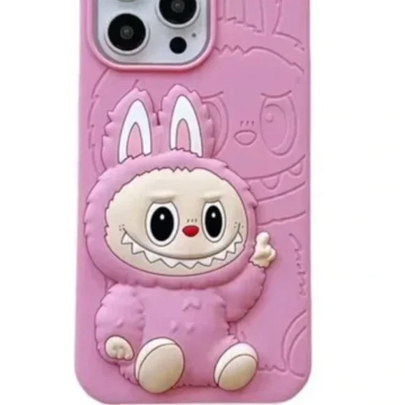 Pink Labubu The Monsters Silicone 3D iPhone 15 Pro Max Phone Case NWT - Picture 3 of 8